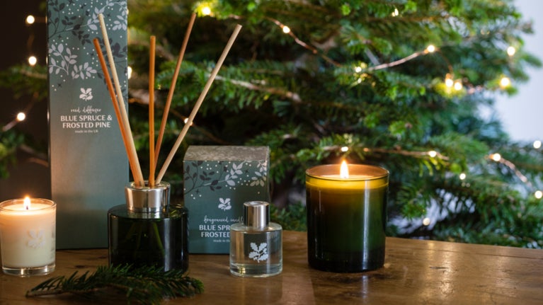 Christmas fragrance, candles & reed diffusers retail items in the gift shop